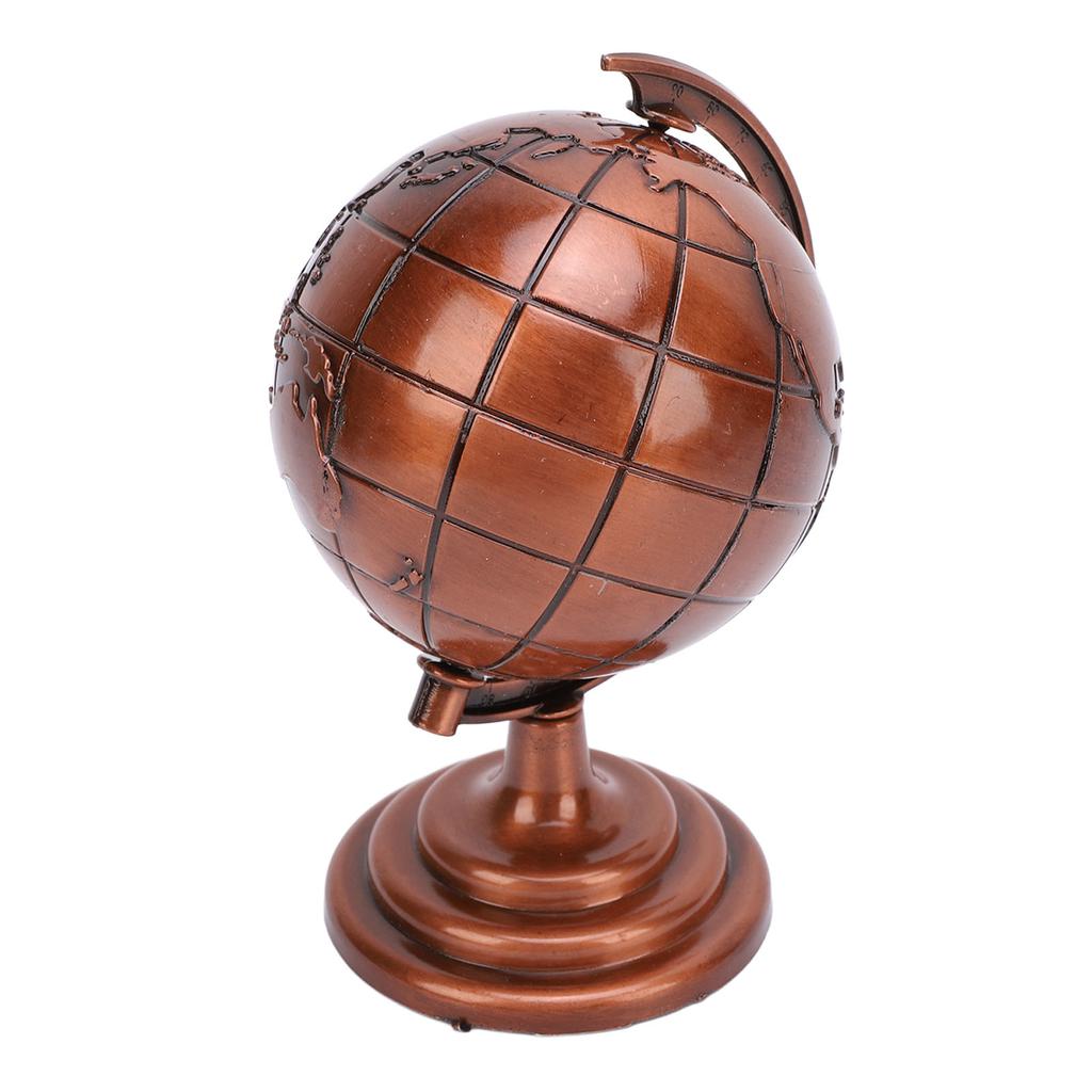 Alloy Globe Model Wine Red Decorative Metal Globe Ornament for Office Study Decor