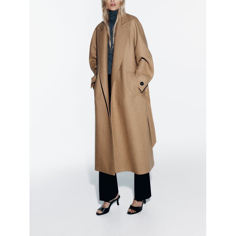 Spring New Women clothes European and American Elegant Style Elegant All-Match Loose With Belt Wool coat 2052142