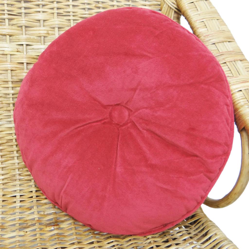 "Round Ottoman Outdoor Pouf Decorative Pillow Back Seat Cushion Crimson Red- 22""