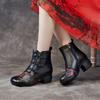 Ethnic Style Women's Shoes New Winter Padded Warm Cotton Shoes Thick with Soft Bottom Head Layer Cowhide Middle-aged Boots
