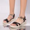 Large Size High Heel Sandals Female Summer Rhinestone Buckle Slope Heel Fish Mouth Lightweight Non-slip Comfort Casual Shoes
