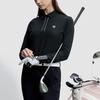 FILA Solid Color Golf Knit Long Sleeve Polo Shirt Women tops Deep-Black A11W345211F-BK