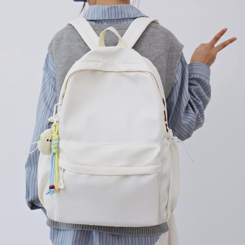 Schoolbag schoolbag ins style niche high school students junior high school girls simple solid color large capacity Korean backpack women's shoulder 