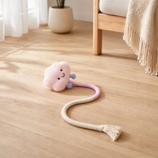 jijijing Cotton Rope Cat Toy, Silent Plush Cloud Carrot Cheese Chew Stuffed Crocodile Toy for Indoor Cats Teething Relief, Interactive Play