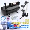 3L 150PSI Air Horn 150 BD Air Compressor and 4 Trumpet Chrome for Truck High Pressure Air