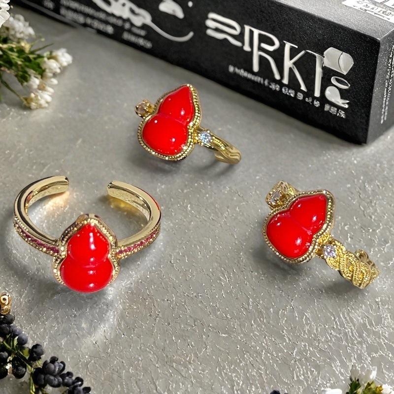 National Tide Style Red Gourd Fulu Opening Ring Niche Design Light Luxury French Retro Medieval Ring