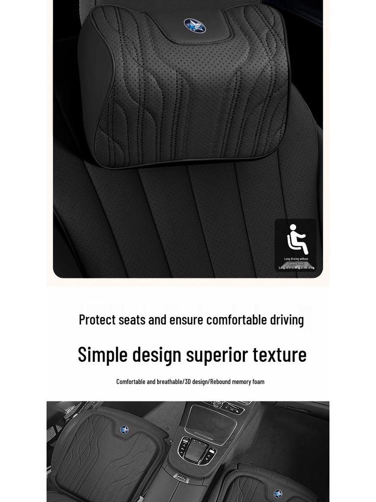 Venucia Car Neck and Lumbar Support Cushion - Memory Foam Comfort Headrest Pillow