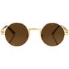 Kursan Round Sunglasses Women Men Hippie Glasses Retro Metal Frame Sunglasses UV 400 Gold M Protection, Frame/Brown. ,