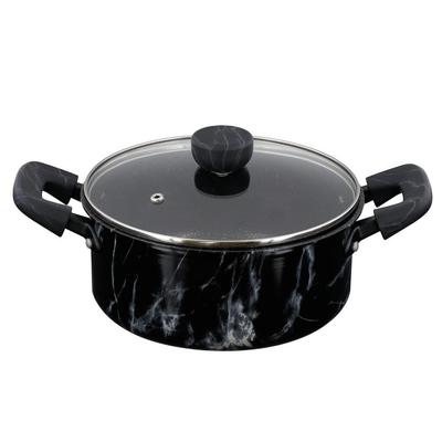 Bestco NX-152 Marble Kitchen 20cm Casserole Saucepan, Black, Marble Pattern, Induction/Gas Cookware