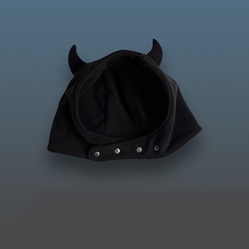 Breathable Head Cover with Button for Outdoor Sports Adjustable Hat with Horn Moisture Wicking Hat for Outdoor Activity
