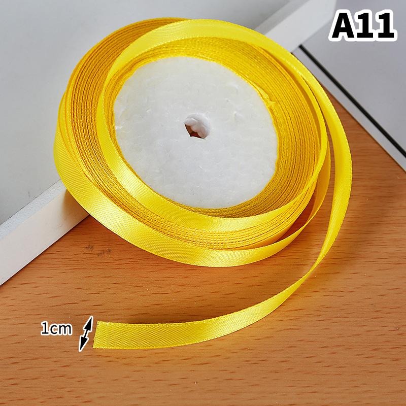 1Cm (25 Yards/Roll) Satin Flat Ribbon Roll Gift Flower Bouquet Packaging Wedding Birthday Ribbon Making Diy