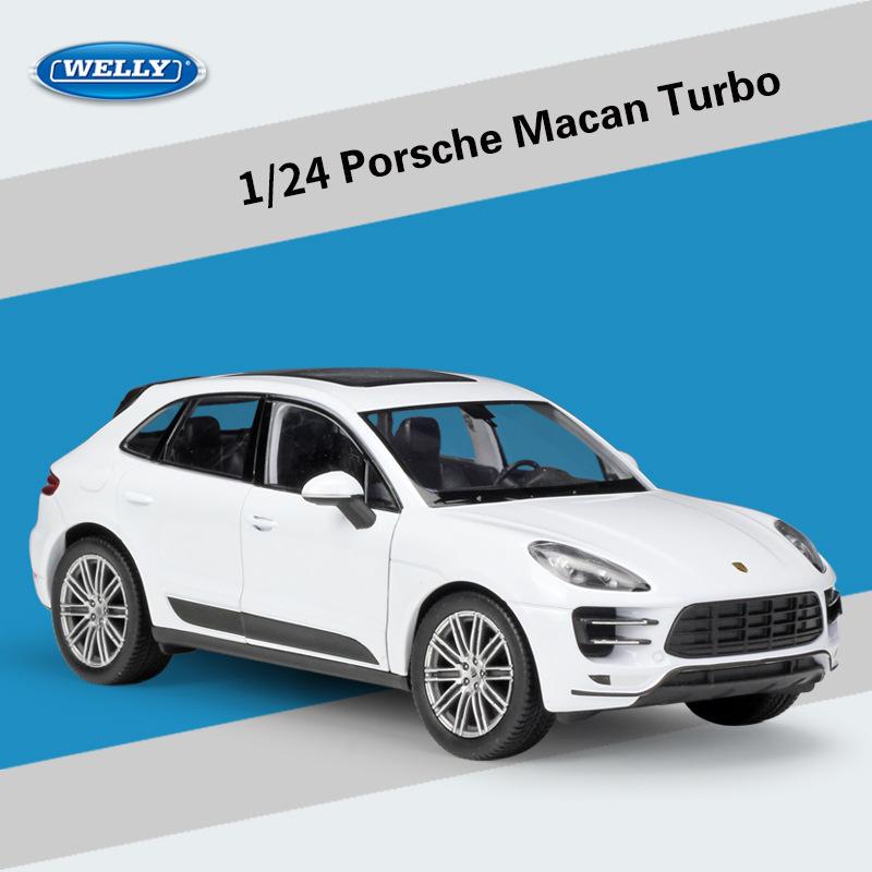 Масштаб 1/24 WELLY Porsche Macan Turbo, модель автомобиля из сплава, литье под давлением, металлические игрушечные автомобили, модель автомобиля, коллекция высокой имитации, детские подарки