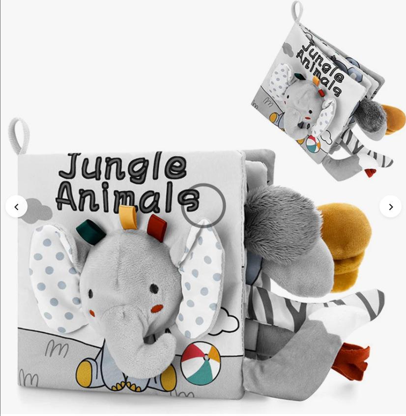 Black and White Tail Crinkle Book Baby Soft Cloth Book Tear-Resistant Teething Toy Infant Sensory Early Learning
