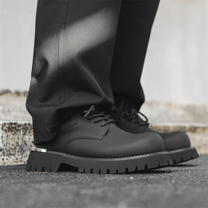 Mode Derby Schuhe mit dicker Sohle Trendige Herren Minimalistische Alltagsdesigns Outdoor-Freizeitparty Schwarz Jugend Höhenerhöhende Schuhe
