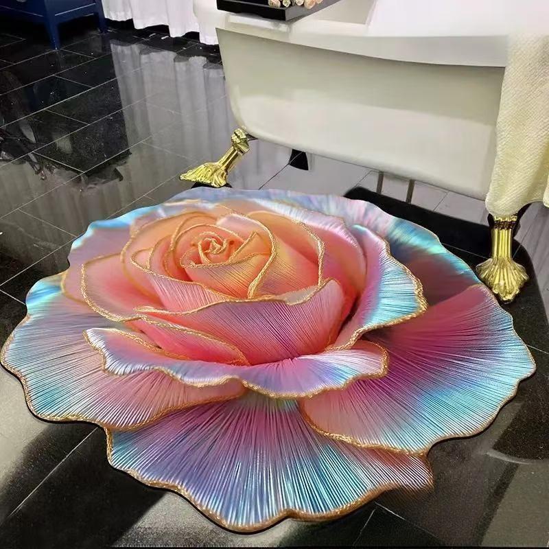 Hochauflösende Blumen-Bodenmatte, Rutschfeste und Wasserabsorbierende Matte für Das Sofa im Wohnzimmer, Haushalts-Badezimmer- und Küchenteppich