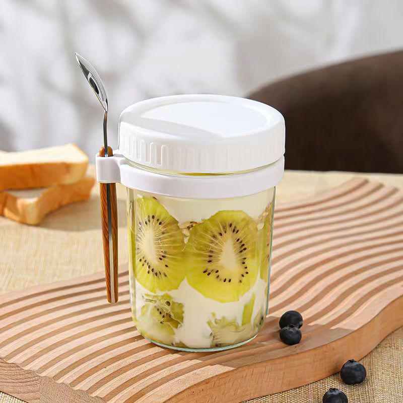 

Портативные стаканчики для завтрака, овсянки, хлопьев, орехов, йогурта, салата, набор стаканчиков с ложкой, школьный ланч-бокс, ящик для хранения еды белый