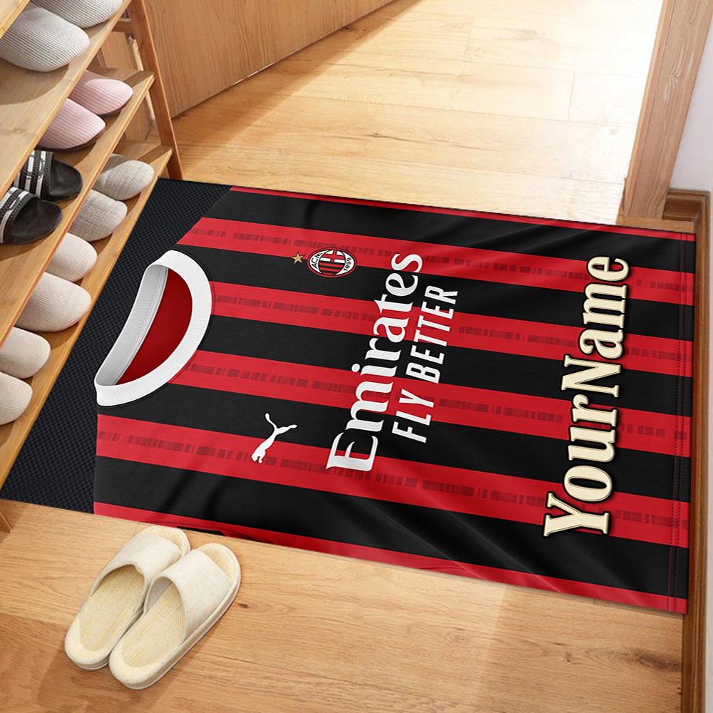 Ac Milan Customizable Name Floor Mat Suitable for Game Room Foyer Dormitory Dining Room Anti-slip Rug Decorate Offices