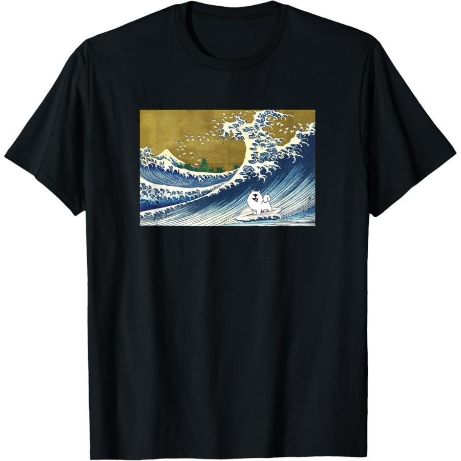 

Funny Retro Vintage Surfing A Great Wave Samoyed Dog Lover T-Shirt for Men Women Kids S
