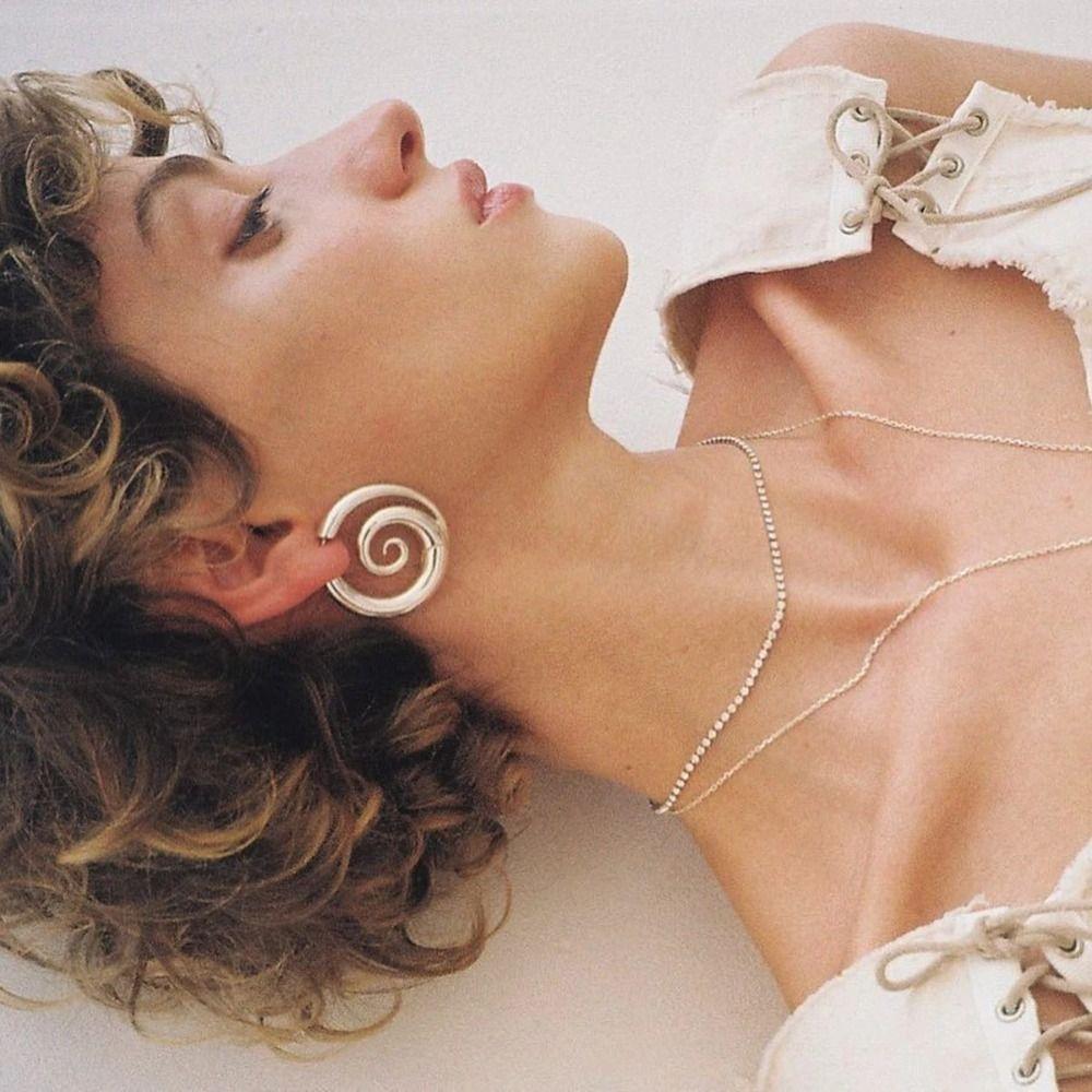 Stainless Steel Spiral Hoop Earrings Exquisite Stud Earring Trendy Jewelry Party Gift