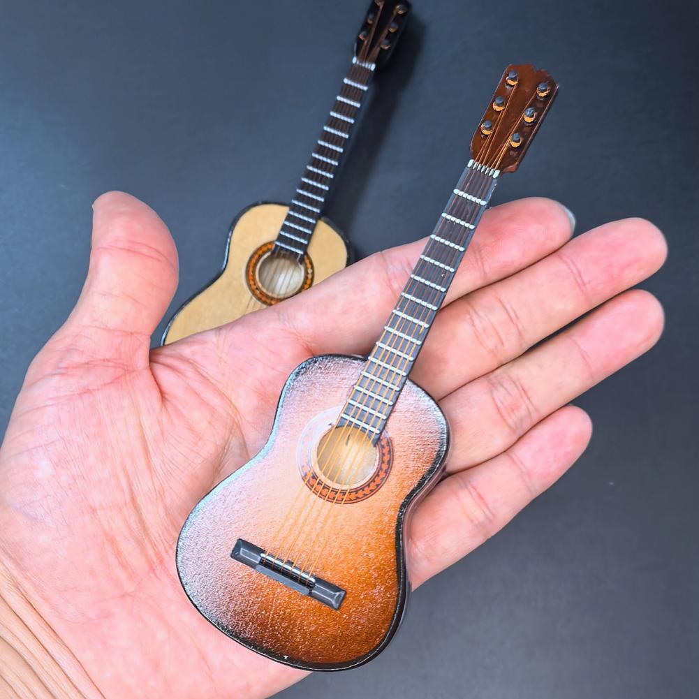 Wooden Guitar Model Miniature Guitar Decoration Miniature Classical Guitar Model with Stand for Home Office Decor Tiny Wooden
