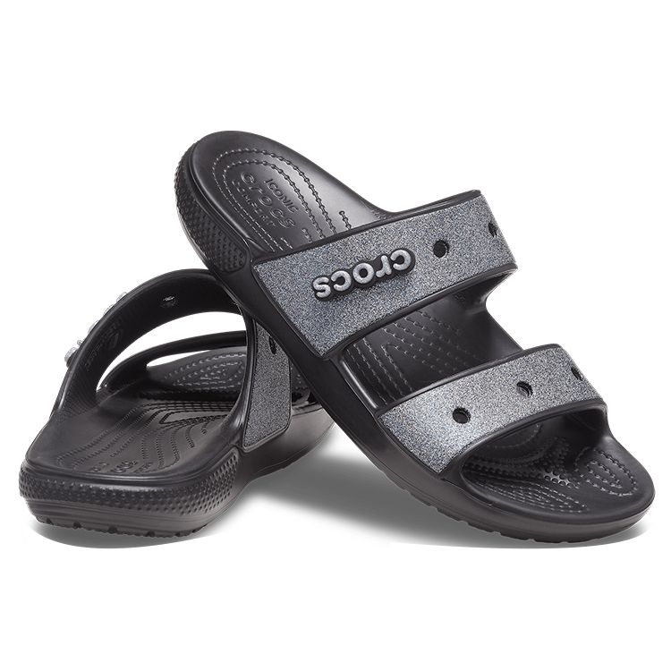 Crocs Classic Glitter II Σανδάλι Μαύρο Unisex Αθλητικά Παπούτσια 207769-001