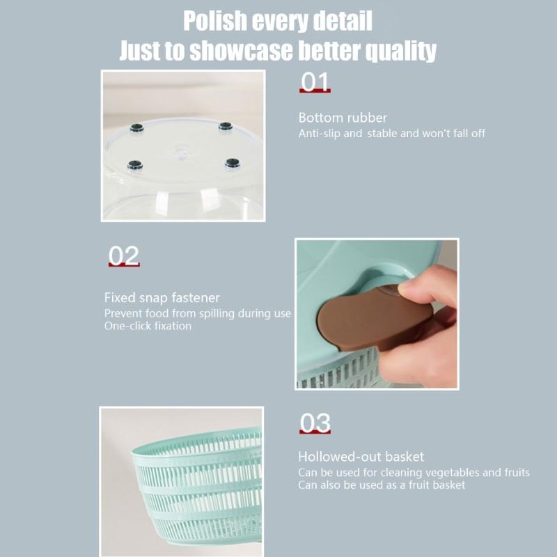 Salad Spinner with Clear Serving Bowl Lettuce Dryer Spinner Fruit and Veg Wash Drainer 25cm for Salad Preparation