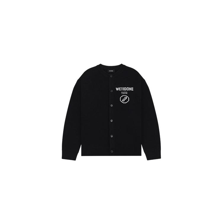 WE11DONE FW26 1506 Logo Button Long Sleeve Knit Sweater Unisex Sweater WD-KC2-26-605-U-BK