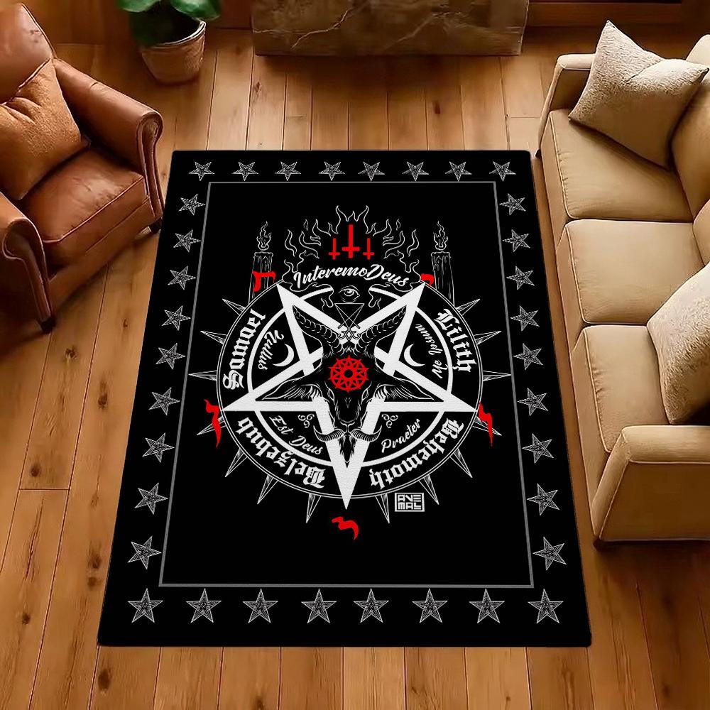 Dark Occult Pentagram Ritual Theme Indoor Rug Allseason Carpet For Bedroom Study Home Decor Halloween Gift