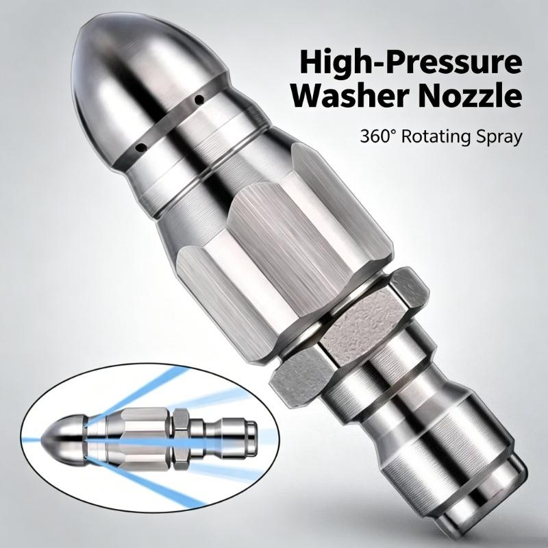 1/4" High Pressure Water Jet Nozzle, Quick Connect Tip for Sewer Drain Cleaning, Heavy Duty Drain Hose Cleaner Tool