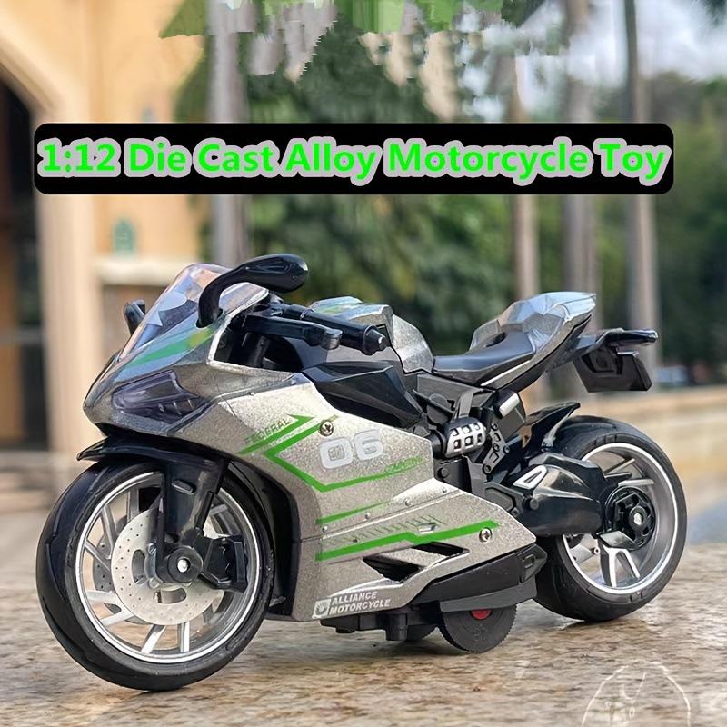 1:12 Handmade Police Motorcycle Model Toy - Pull Back Alloy Ornaments for Kids