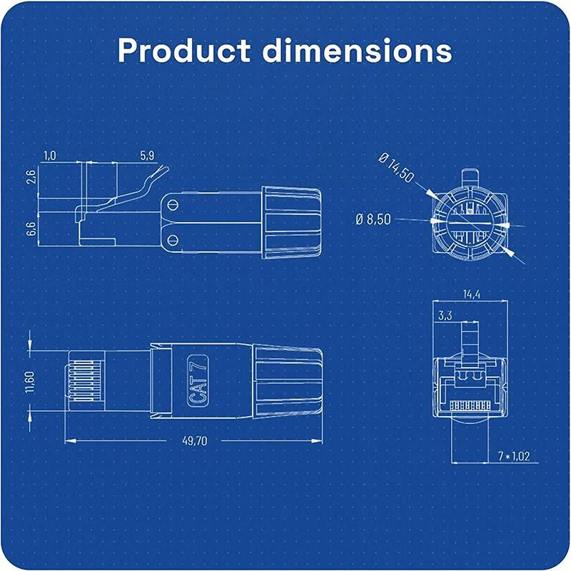 1Pc Rj45 Cat7 Connectors Tool-Free Reusable Shielded Ethernet Termination Field Modular Plugs 2000Mhz 40Gbps Lan Cable 22-26Awg