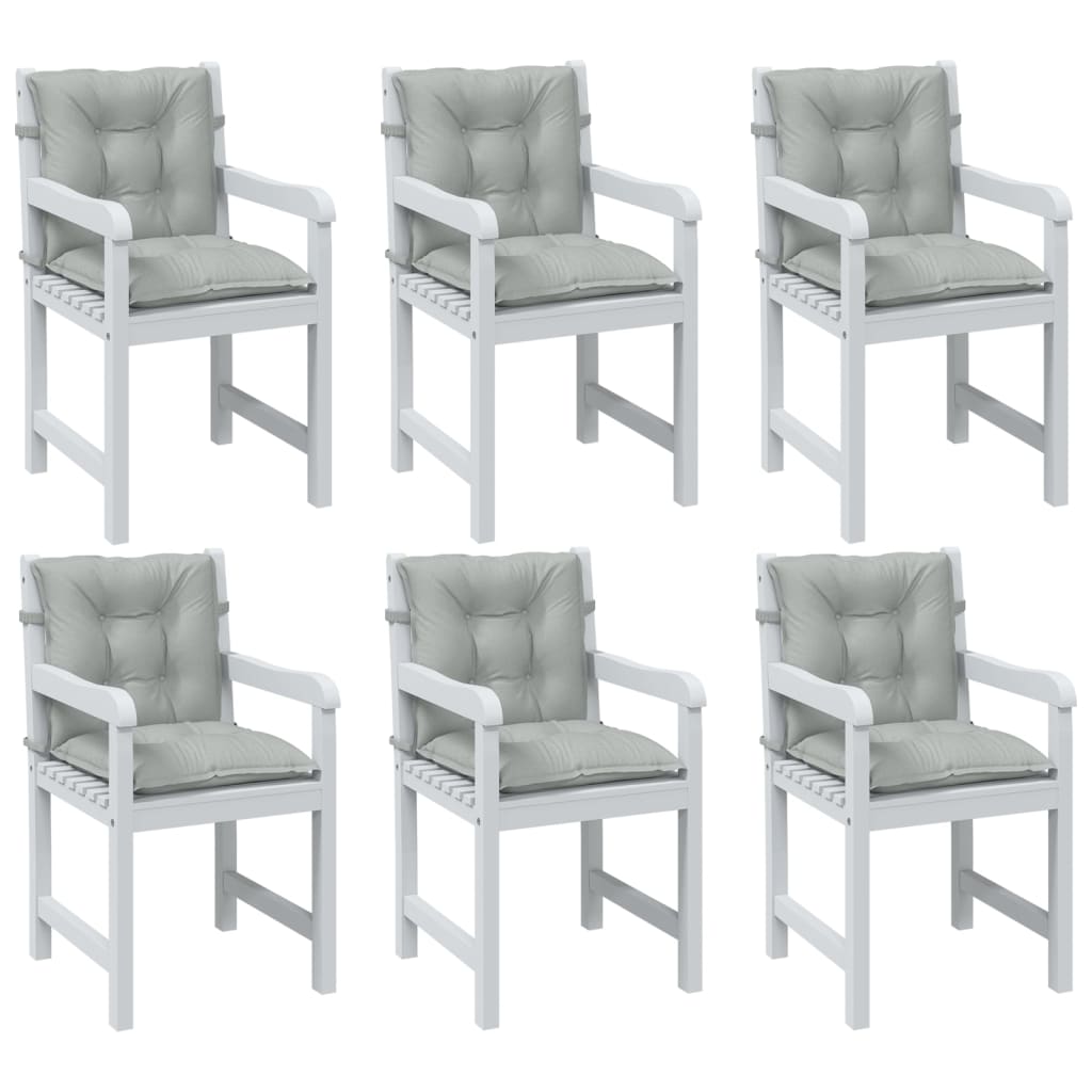 Low Back Chair Cushions 6 Pcs Light Grey Melange 100 X 50 X 7 Cm Fabric
