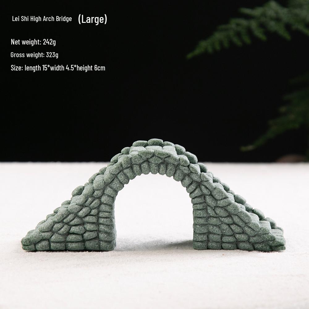 Pebble Bridge Small Boat Ornament: Miniature Water Bonsai Rockery Decoration for Floral Landscapes.