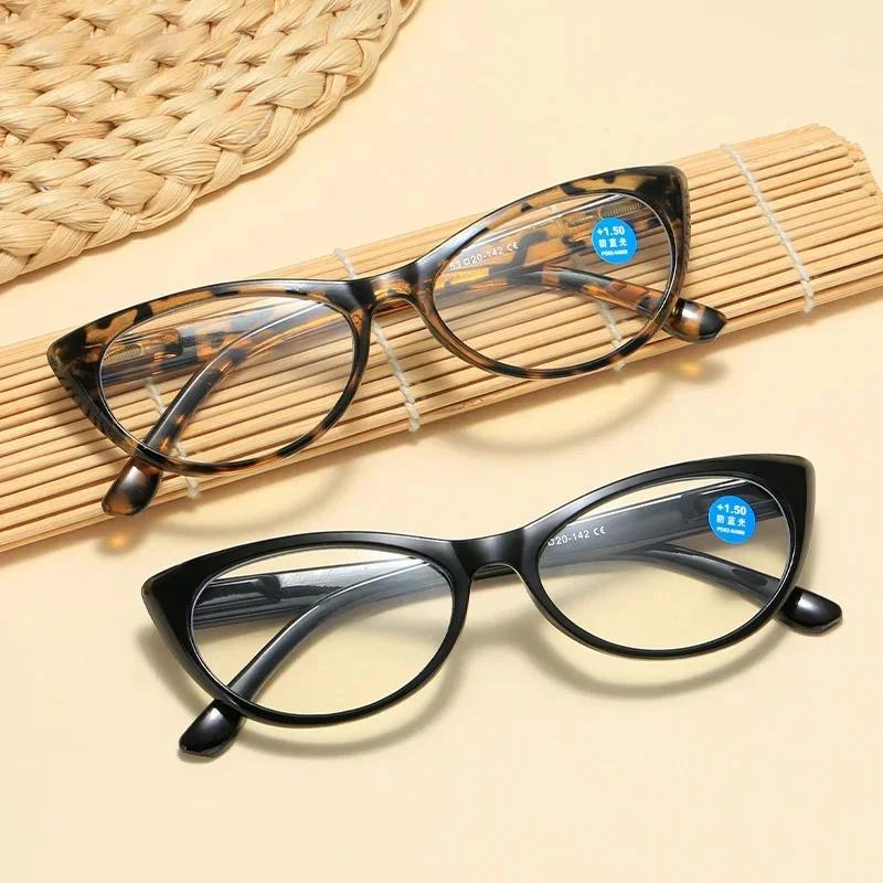 Anti-Blue Light Blocking Reading Glasses Women Retro Vintage Cat Eye Fashion Lightweight Eyeglasses Frame Presbyopia Eyewear
