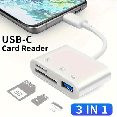 Adaptor 3 în 1 Type-C, Tf, Cf, Sd, Cititor de carduri de memorie, Recorder, Compact Flash Usb-C, Pro, Huawei, Macbook