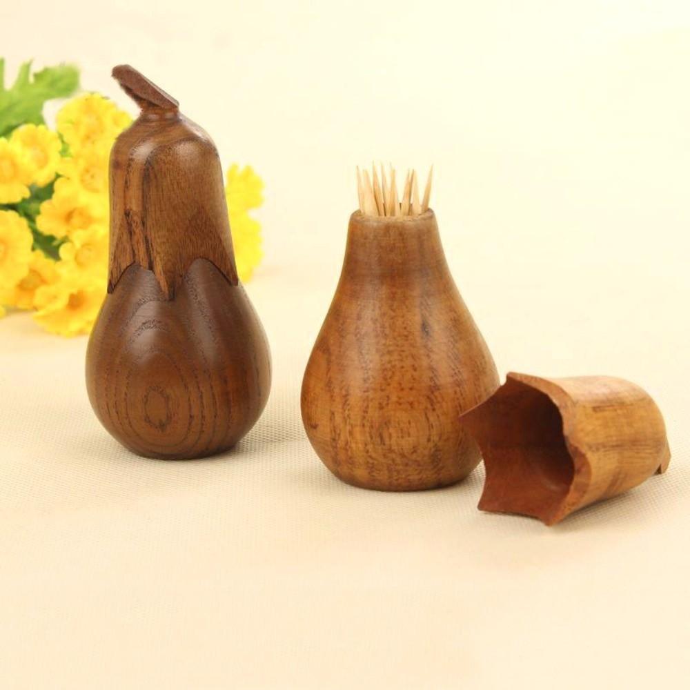 Hand-Carved Eggplant Toothpick Holder Portable Stable Wooden Toothpick Box Simple Toothpick Storage Box Party