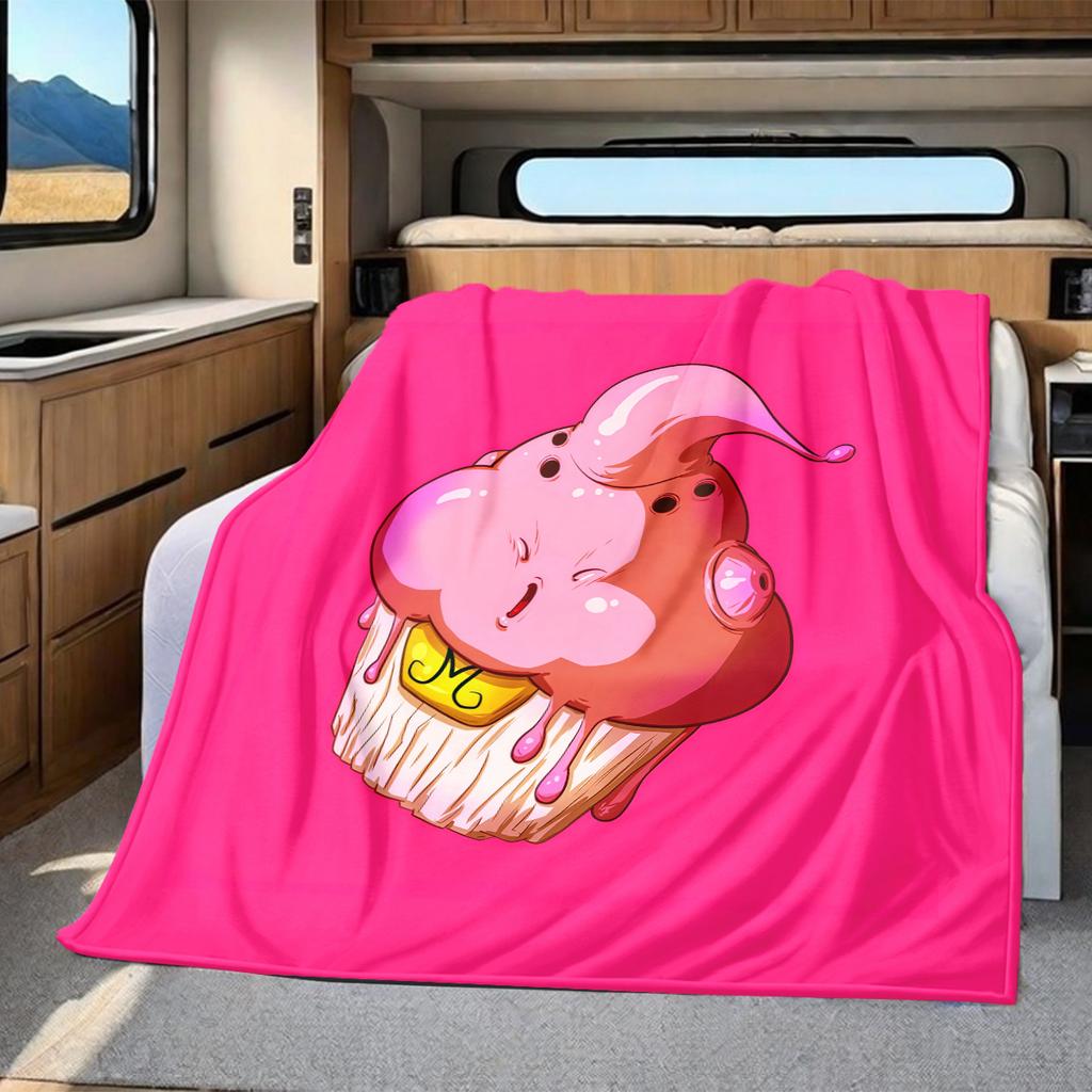 1PC Majin Buu  Print Flannel Blanket, High quality All Seasons, Home Decor, Warmth and Comfort, Perfect for Christmas Gifts