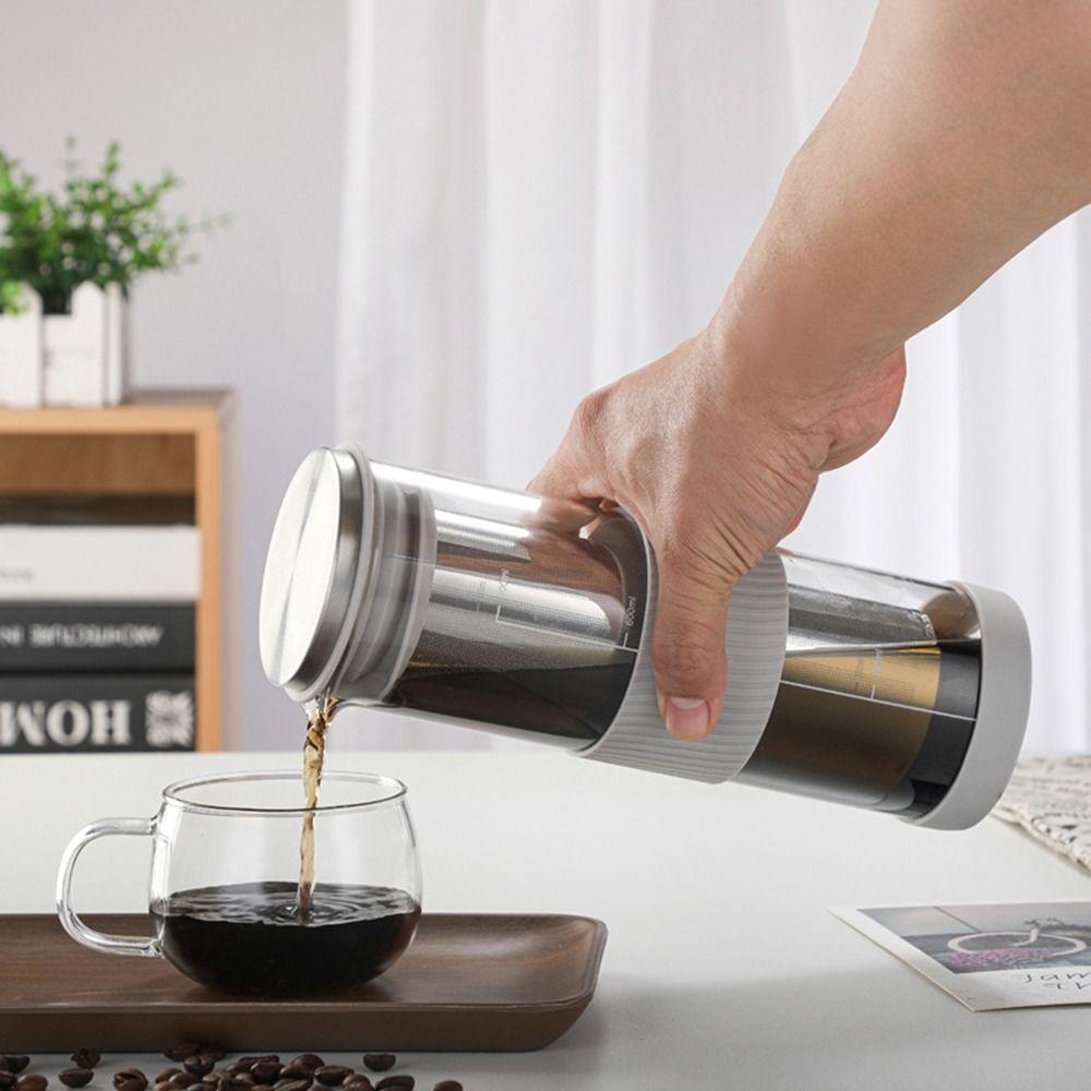 Airtight Lid Iced Tea Maker Fine Mesh Steel Infuser Glass Coffee Carafe Coffee Glass Jug  Home