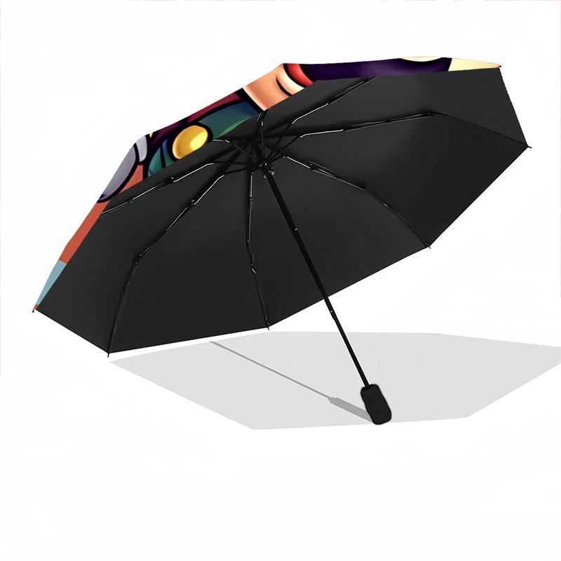 1pc Mario Luigi Automatic Open/close Folding Portable Umbrella with 8-Rib Structure for Women/Men, All-Season Use a0901151