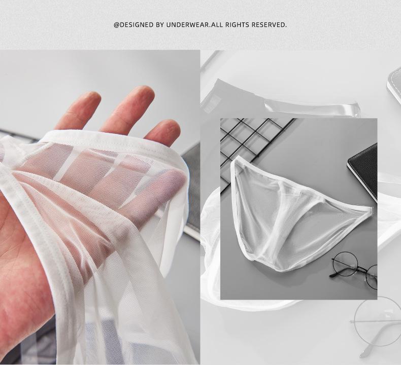 Pánské síťované slipy s nízkým pasem z ledového hedvábí s U-vypouklým předním dílem