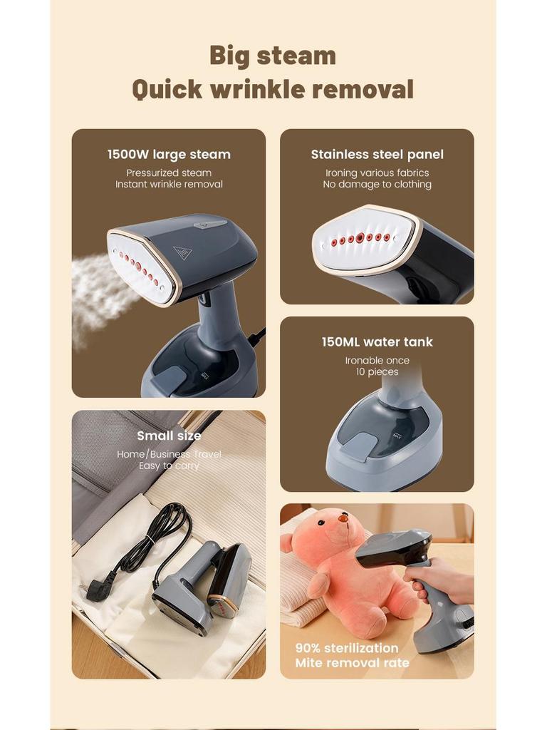 1600W Portable Garment Steamer & Mini Electric Iron - 2-in-1 Fast Heating for Quick and Easy Clothing Care