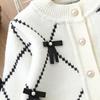 Girls Sweater and Pants Set Children's Clothes Knitted Two-piece Set Girl Bow Cardigan Jacket Suit 1-8 Years Old