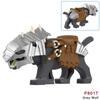 1pcs Medieval Knight light gray Wolf Widen the seat Animal Decorative Toy Moc Building Block