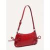 1pc Retro Strap Bow Decor Exposed Maroon/Yellow & Leopard Print Shoulder Armpit Baguette Bag, Suitable For Dating, Going Out, Party, Animal Print