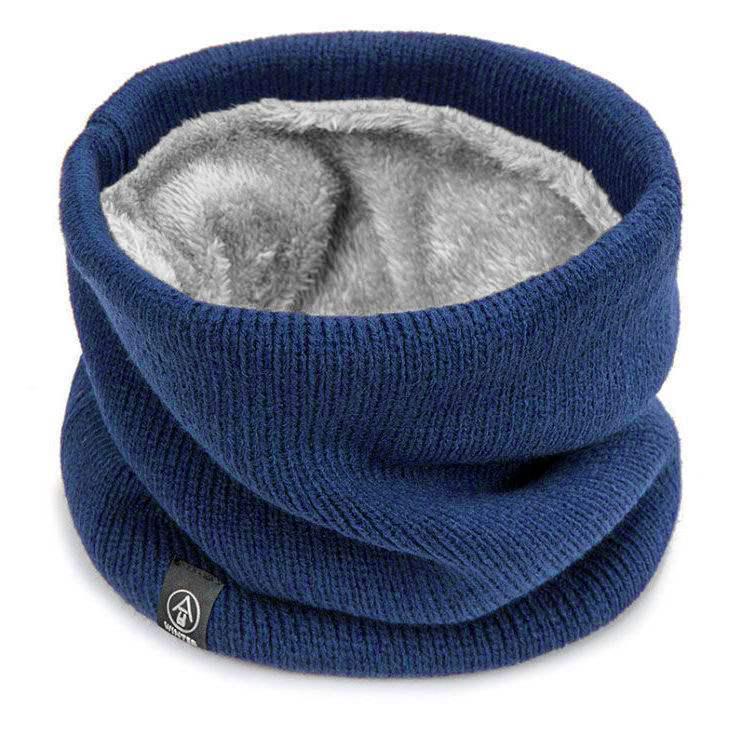 Unisex Thick Plush Knit Neck Gaiter, Wool Pullover Hat, Windproof Winter Warmer