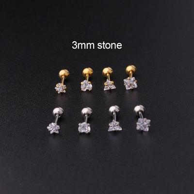 1 stuk mini hartvormige driehoekige zirkonia oorknopjes voor dames 2021 trendy sieraden roestvrijstalen piercing oorknopjes voor tieners oormanchet