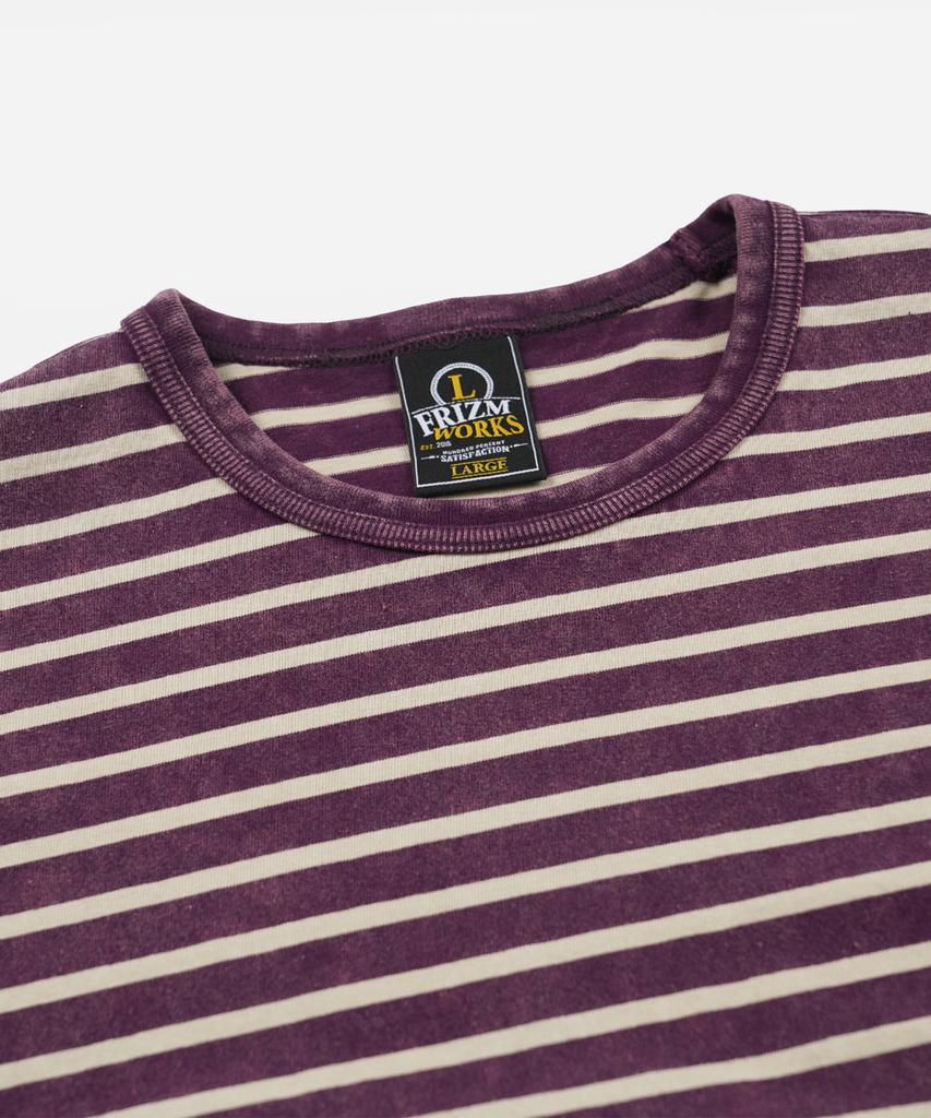 FRIZMWORKS Vintage Faded Stripe Half Tee _ Purple