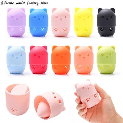 Silicone world 1 x Silikon-Aufbewahrungsbox für Kosmetikschwämme, Eierständer, Make-up-Puderquaste, Trockenhalter, schimmelresistent, Kosmetikquasten-Etui