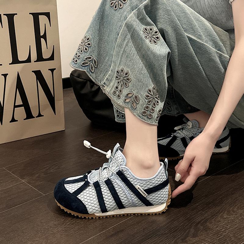 Thick-soled lightweight single shoes mesh breathable Forrest Gump shoes women's summer retro color matching versatile casual sports moral training s