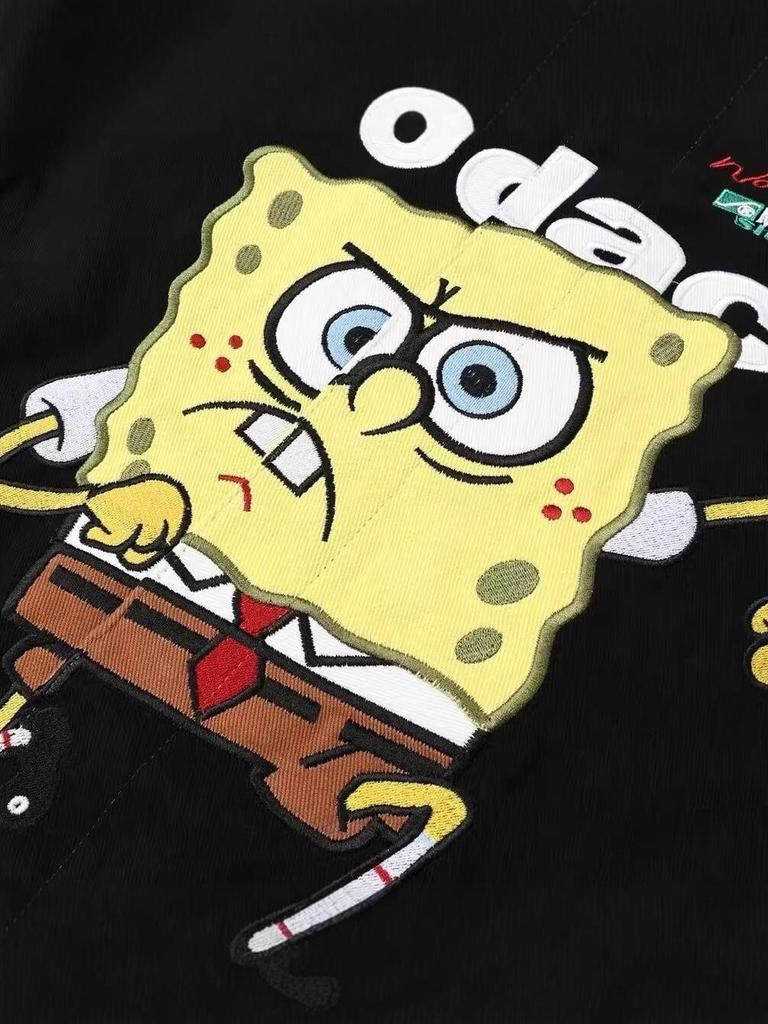 מעיל היפ הופ צבעוני בסגנון רחוב ספוג בוב לגברים - קז'ואל, גזרה רפויה